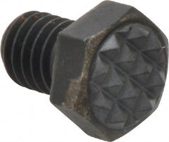 Fairlane - Serrated Tooth, 3/8-16, 1/2" Shank Length, 1/2" Thread Length, Black Oxide Finish, Hex Head, Adjustable Positioning Gripper - 1/2" Pad Diam, 9/16" Hex, 9/32" Head Height, Fine Tooth Grade - Exact Tooling