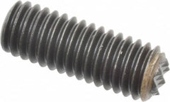 Fairlane - Serrated Tooth, 3/8-16, 3/16" Internal Hex, 1" Thread Length, Black Oxide Finish, Fully Threaded, Adjustable Positioning Gripper - 1/4" Pad Diam, Extra Fine Tooth Grade - Exact Tooling