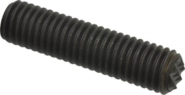 Fairlane - Serrated Tooth, 1/2-13, 1/4" Internal Hex, 2" Thread Length, Black Oxide Finish, Fully Threaded, Adjustable Positioning Gripper - 3/8" Pad Diam, Fine Tooth Grade - Exact Tooling