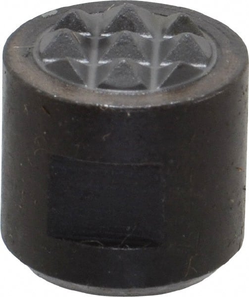 Fairlane - 10-32 Thread, 1/2" Diam, 1/2" High, Threaded, Fine Tooth Grade Diamond Serration Tooth Pattern, Carbide Tipped, Round Positioning Gripper - 3/16" Flat Width, Uncoated - Exact Tooling