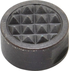 Fairlane - 1/4-28 Thread, 5/8" Diam, 3/8" High, Threaded, Fine Tooth Grade Diamond Serration Tooth Pattern, Carbide Tipped, Round Positioning Gripper - 3/16" Flat Width, Uncoated - Exact Tooling