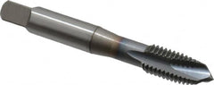 OSG - M10x1.50 Metric Coarse, 3 Flute, TiCN Finish, Vanadium High Speed Steel Spiral Point Tap - Plug Chamfer, Right Hand Thread, 2-15/16" OAL, 1-1/4" Thread Length, 0.381" Shank Diam, 6H Class of Fit - Exact Tooling