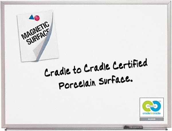 Quartet - 24" High x 36" Wide Porcelain on Steel Magnetic Marker Board - Anodized Aluminum, 24-1/2" Deep, Includes Full-Length Accessory Tray, Dry-Erase Markers & Easy Mount Mounting Kit - Exact Tooling