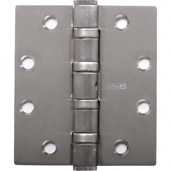 Stanley - 5" Long x 5" Wide Grade 1 304 Stainless Steel Full Mortise Ball Bearing Commercial Hinge - Exact Tooling