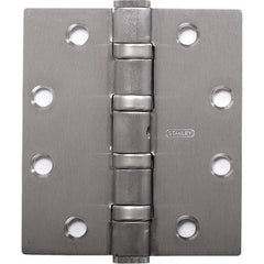 Stanley - 5" Long x 5" Wide Grade 1 304 Stainless Steel Full Mortise Ball Bearing Commercial Hinge - Exact Tooling