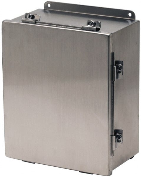 Cooper B-Line - Stainless Steel Standard Enclosure Hinge Flat Cover - NEMA 4, 12, 13, 3RX, 4X, 10" Wide x 12" High x 6" Deep, Corrosion Resistant, Dust-tight, Rainproof & Watertight - Exact Tooling