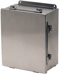 Cooper B-Line - Stainless Steel Standard Enclosure Hinge Flat Cover - NEMA 4, 12, 13, 3RX, 4X, 10" Wide x 12" High x 6" Deep, Corrosion Resistant, Dust-tight, Rainproof & Watertight - Exact Tooling