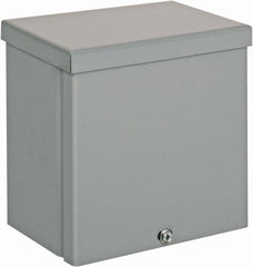 Cooper B-Line - Steel Junction Box Enclosure Screw Flat Cover - NEMA 3R, 6" Wide x 6" High x 4" Deep, Rainproof - Exact Tooling