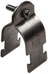 Cooper B-Line - 1-3/8" Pipe, 14 Gauge, Grade ASTM A1011," Pipe or Conduit Clamp - Zinc Plated, 600 Lb Capacity, All Conduit - Exact Tooling