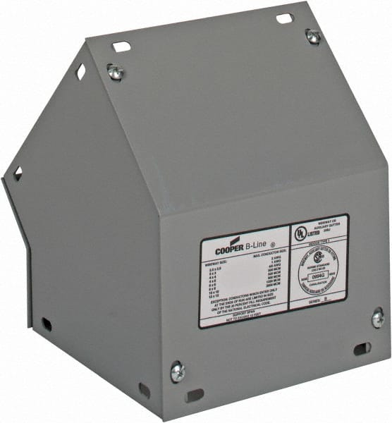 Cooper B-Line - 6 Inch Wide x 6 Inch High, Raceway Elbow End - 45°, Gray, For Use with Lay In Wireways, Type 1 Screw Cover Wireway - Exact Tooling