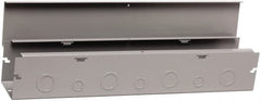 Cooper B-Line - 6" High x 152mm Wide x 48" Long, Screw Mount Solid Wall Wire Duct - Gray, 15 (Bottom) & 15 (Top) Knockouts, Hinged Cover, Steel - Exact Tooling