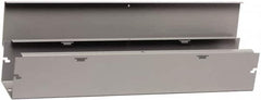 Cooper B-Line - 4" High x 102mm Wide x 120" Long, Screw Mount Solid Wall Wire Duct - Gray, 39 (Bottom) & 39 (Top) Knockouts, Hinged Cover, Steel - Exact Tooling