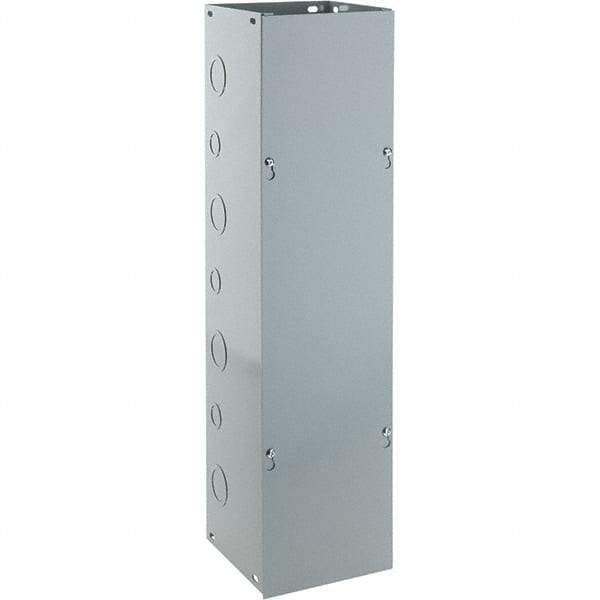 Cooper B-Line - 6" High x 152mm Wide x 24" Long, Screw Mount Solid Wall Wire Duct - Gray, 7 (Bottom) & 7 (Top) Knockouts, Screw Cover, Steel - Exact Tooling