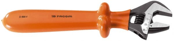 Facom - 1-3/4" Jaw Capacity, 15" Insulated Adjustable Wrench - Steel, Polished Finish - Exact Tooling