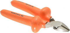 Facom - 6-5/16" OAL, 3.5mm Capacity, 3/4" Jaw Length x 13/32" Jaw Width, Insulated Diagonal Cutter Pliers - Standard Head, Cushion Grip Handles - Exact Tooling