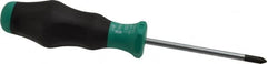 Wera - #1, 7-1/4" OAL, Standard Phillips Screwdriver - 3-1/8" Blade Length, Round Shank, Ergonomic Handle - Exact Tooling