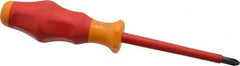 Wera - #2, 7-1/4" OAL, Insulated Phillips Screwdriver - 4" Blade Length, Round Shank, Ergonomic Handle - Exact Tooling