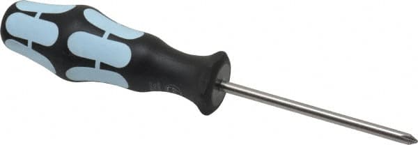 Wera - #1, 7-1/4" OAL, Standard Phillips Screwdriver - 3-1/8" Blade Length, Round Shank, Ergonomic Handle - Exact Tooling