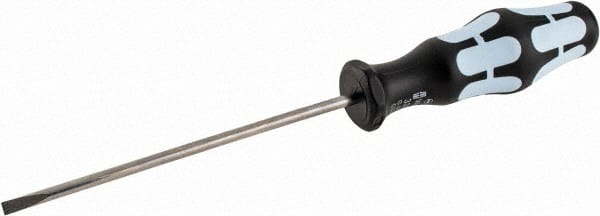 Wera - 3.5mm Blade Width, 181mm OAL Stainless Steel Slotted Screwdriver - 100mm Blade Length, Round Shank, Ergonomic Handle - Exact Tooling