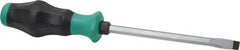 Wera - 262mm OAL Standard Slotted Screwdriver - 150mm Blade Length, Hexagon Shank, Ergonomic Handle - Exact Tooling