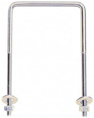 Gibraltar - 3/8-16 UNC, 7" Long, Square U Bolt Clamp with No Mount Plate - 3-3/4" Thread Length, 6" Wide, Grade C-1010 Steel - Exact Tooling