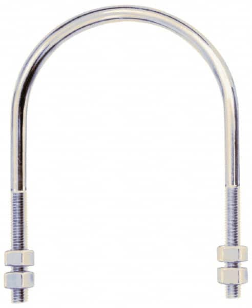 Gibraltar - 3/8-16 UNC, 3-23/32" Long, Round U Bolt Clamp with No Mount Plate for 1-1/4" Pipe - 2-3/8" Thread Length, 1-11/16" Wide, Grade C-1010 Steel - Exact Tooling