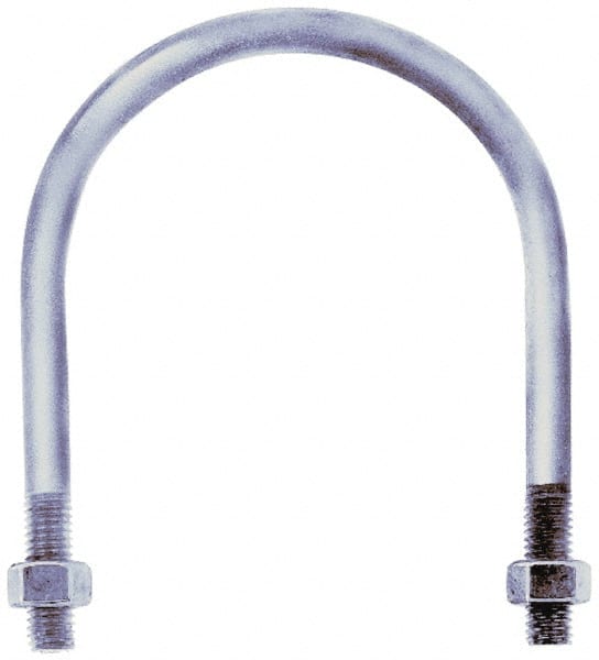 Gibraltar - 1-8 UNC, 21-11/16" Long, Round U Bolt Clamp with No Mount Plate for 18" Pipe - 4-3/4" Thread Length, 18-1/8" Wide, Grade C-1010 Steel - Exact Tooling