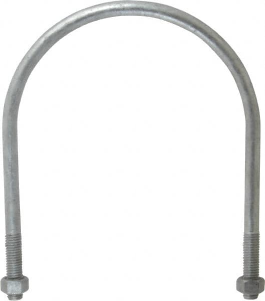 Gibraltar - 1/2-13 UNC, 8-3/8" Long, Round U Bolt Clamp with No Mount Plate for 6" Pipe - 2" Thread Length, 6-3/4" Wide, Grade C-1010 Steel - Exact Tooling