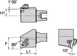 Kennametal - Insert Style LT 16ER, 30mm Head Length, Left Hand Cut, External Modular Threading Cutting Unit Head - System Size KM25, 22mm Center to Cutting Edge, Series LT Threading - Exact Tooling