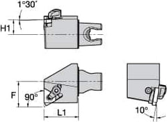 Kennametal - Insert Style LT 16ER, 30mm Head Length, Left Hand Cut, External Modular Threading Cutting Unit Head - System Size KM25, 22mm Center to Cutting Edge, Series LT Threading - Exact Tooling