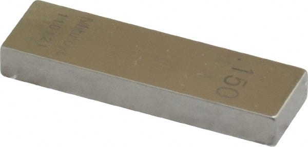 Mitutoyo - 0.15" Rectangular Steel Gage Block - Accuracy Grade 0, Includes Certificate of Inspection - Exact Tooling
