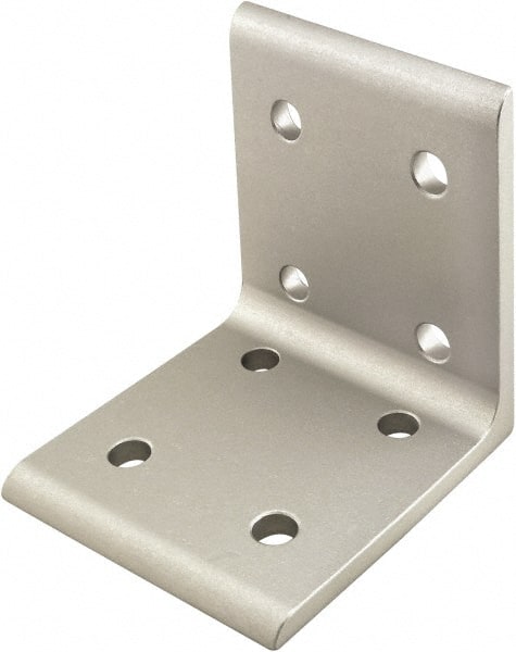 80/20 Inc. - 80mm Wide, Open Shelving 8 Hole Inside Corner Bracket - Aluminum, Clear Anodized Finish, 76mm Long, Use with 40 Series & Bolt Kit 75-3422 - Exact Tooling