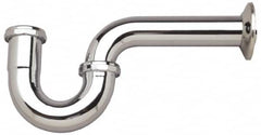 Federal Process - 1-1/2 Outside Diameter, 17 Gauge, P Trap with Wall Pipe - Chrome Coated, Brass - Exact Tooling