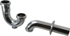 Federal Process - 1-1/2 Outside Diameter, 20 Gauge, P Trap with Wall Pipe and Cleanout Plug - Chrome Coated, Brass - Exact Tooling