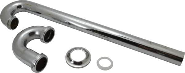 Federal Process - 1-1/2 Outside Diameter, 17 Gauge, S Trap with Floor Pipe - Chrome Coated, Brass - Exact Tooling
