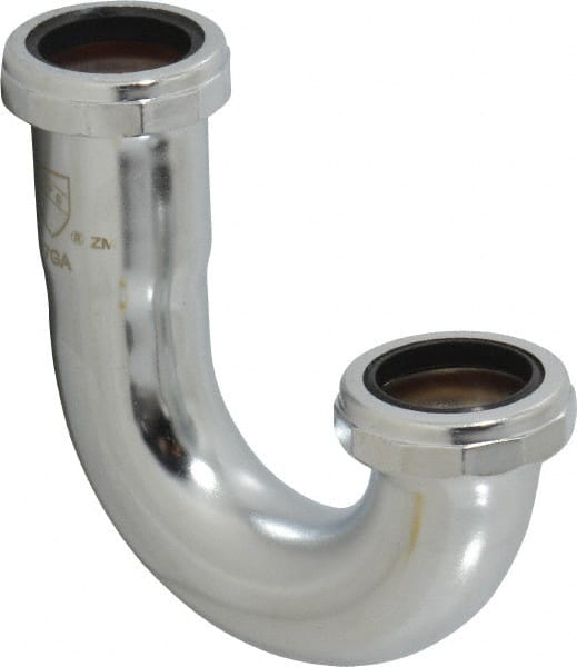 Federal Process - 1-1/4 Outside Diameter, 17 Gauge, P Trap J Bend Only - Chrome Coated, Brass - Exact Tooling