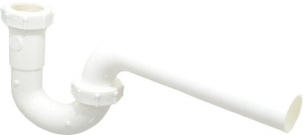 Federal Process - 1-1/4 Outside Diameter, P Trap with Wall Pipe - White, PVC - Exact Tooling