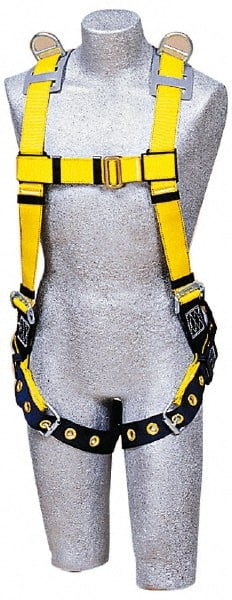 DBI/SALA - 420 Lb Capacity, Size Universal, Full Body Construction Safety Harness - Polyester Webbing, Tongue Leg Strap, Pass-Thru Chest Strap - Exact Tooling