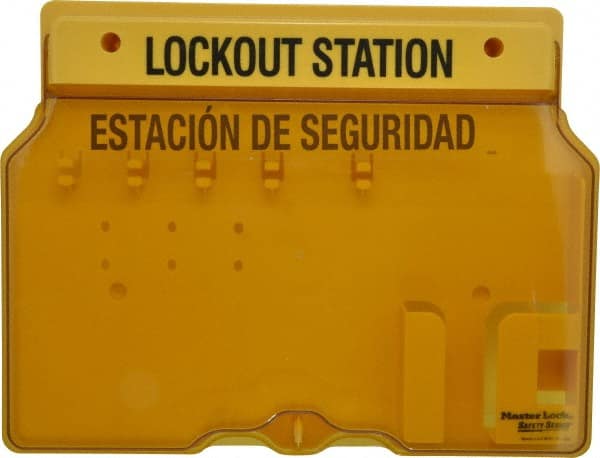 Master Lock - 1 Piece, Empty Polycarbonate Padlock Station - 16 Inch Wide x 12-1/4 Inch High x 1-3/4 Inch Deep, Yellow, Covered - Exact Tooling