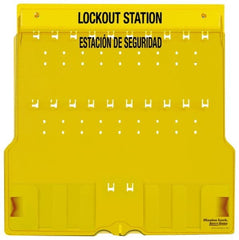Master Lock - 1 Piece, Empty Polycarbonate Padlock Station - 22 Inch Wide x 22 Inch High x 1-3/4 Inch Deep, Yellow, Covered - Exact Tooling