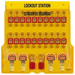 Master Lock - Equipped Polycarbonate Padlock Station - 22 Inch Wide x 22 Inch High x 1-3/4 Inch Deep, Yellow, Covered - Exact Tooling