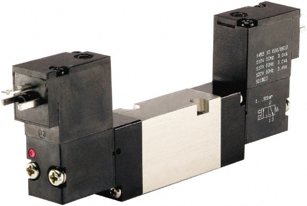 ARO/Ingersoll-Rand - Solenoid Actuator, Solenoid Return, 2 Position, Body Ported Solenoid Air Valve - 120 VAC Input, 1/4 CV, 4 Way, 115 psi, 122° Max Temp - Exact Tooling