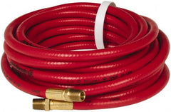 PRO-SOURCE - 1/4" ID x 15/32" OD 25' Long Multipurpose Air Hose - MNPT x MNPT Ends, 300 Working psi, 23 to 150°F, 1/4" Fitting, Red - Exact Tooling