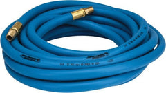 PRO-SOURCE - 3/8" ID x 19/32" OD 25' Long Multipurpose Air Hose - MNPT x MNPT Ends, 300 Working psi, 23 to 150°F, 1/4" Fitting, Blue - Exact Tooling