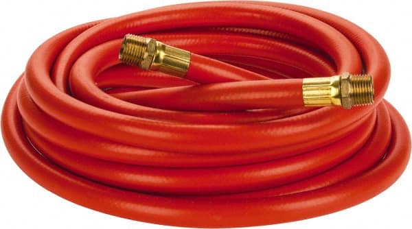 PRO-SOURCE - 1/2" ID x 3/4" OD 25' Long Multipurpose Air Hose - MNPT x MNPT Ends, 300 Working psi, 23 to 150°F, 1/2" Fitting, Orange - Exact Tooling
