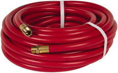 PRO-SOURCE - 1/2" ID x 3/4" OD 50' Long Multipurpose Air Hose - MNPT x MNPT Ends, 300 Working psi, 23 to 150°F, 1/2" Fitting, Red - Exact Tooling