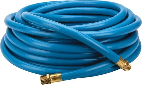 PRO-SOURCE - 1/2" ID x 3/4" OD 50' Long Multipurpose Air Hose - MNPT x MNPT Ends, 300 Working psi, 23 to 150°F, 1/2" Fitting, Blue - Exact Tooling