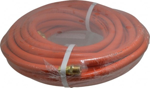 PRO-SOURCE - 1/2" ID x 3/4" OD 50' Long Multipurpose Air Hose - MNPT x MNPT Ends, 300 Working psi, 23 to 150°F, 1/2" Fitting, Orange - Exact Tooling