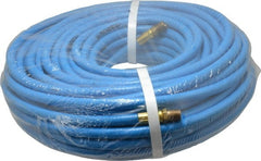 PRO-SOURCE - 1/4" ID x 15/32" OD 100' Long Multipurpose Air Hose - MNPT x MNPT Ends, 300 Working psi, 23 to 150°F, 1/4" Fitting, Blue - Exact Tooling