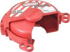 Master Lock - 2-3/8 to 3 Inch Valve Handle Size, Xenoy Thermoplastic Gas Cylinder Valve Lockout - 3/8 Inch Max Shackle Diameter, Red - Exact Tooling
